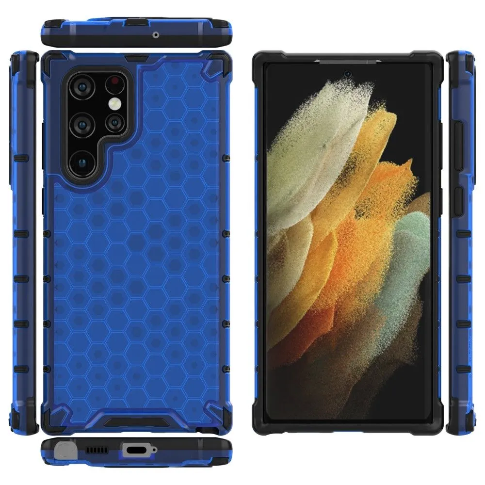 Bofink Honeycomb Samsung Galaxy S22 Ultra case - Blue