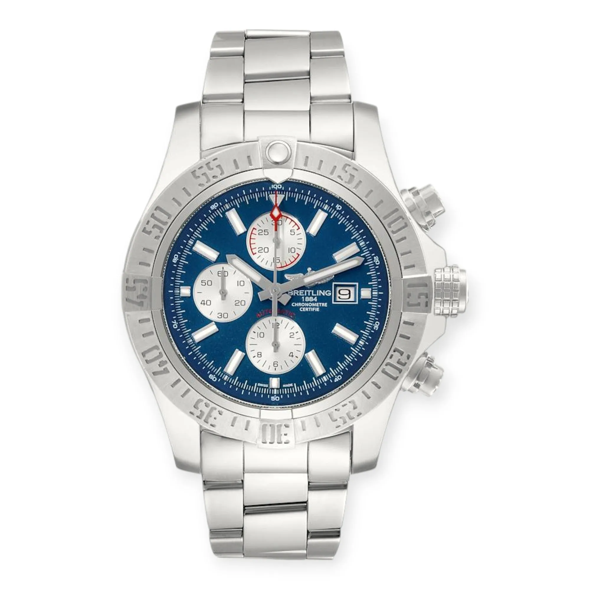 Breitling Aeromarine Super Avenger A13371 Blue Dial Steel Mens Watch