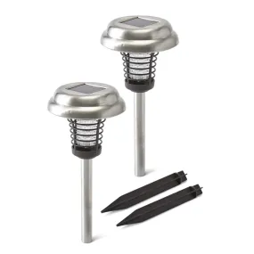 Brookstone Solar-Powered Stainless Steel Bug Zapper & Pathway Lights - 2 Pack