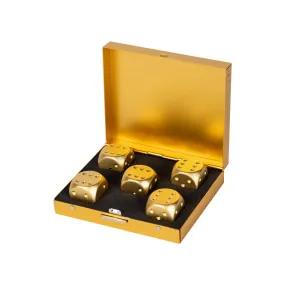 Brushed Stainless Golden Dice Set