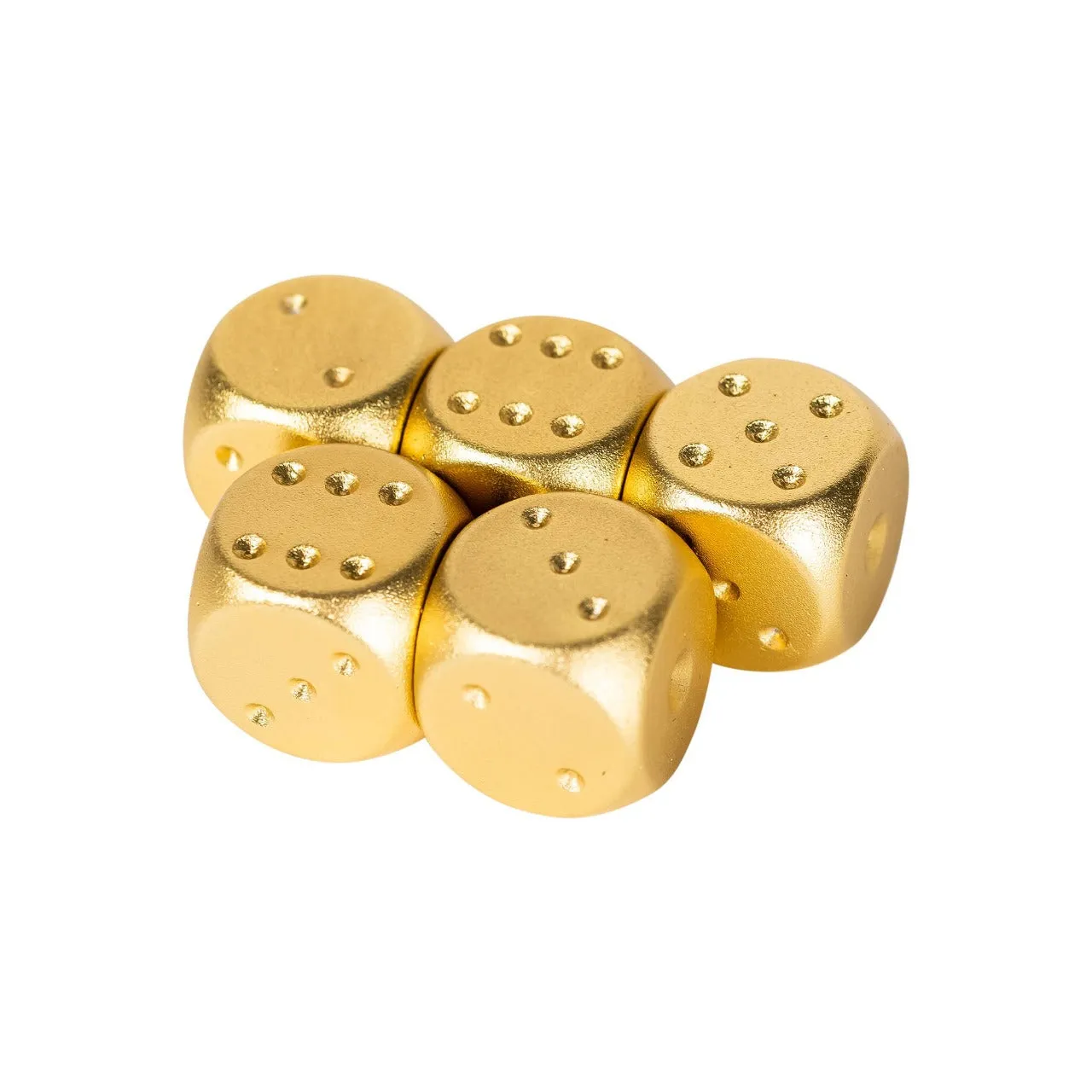 Brushed Stainless Golden Dice Set