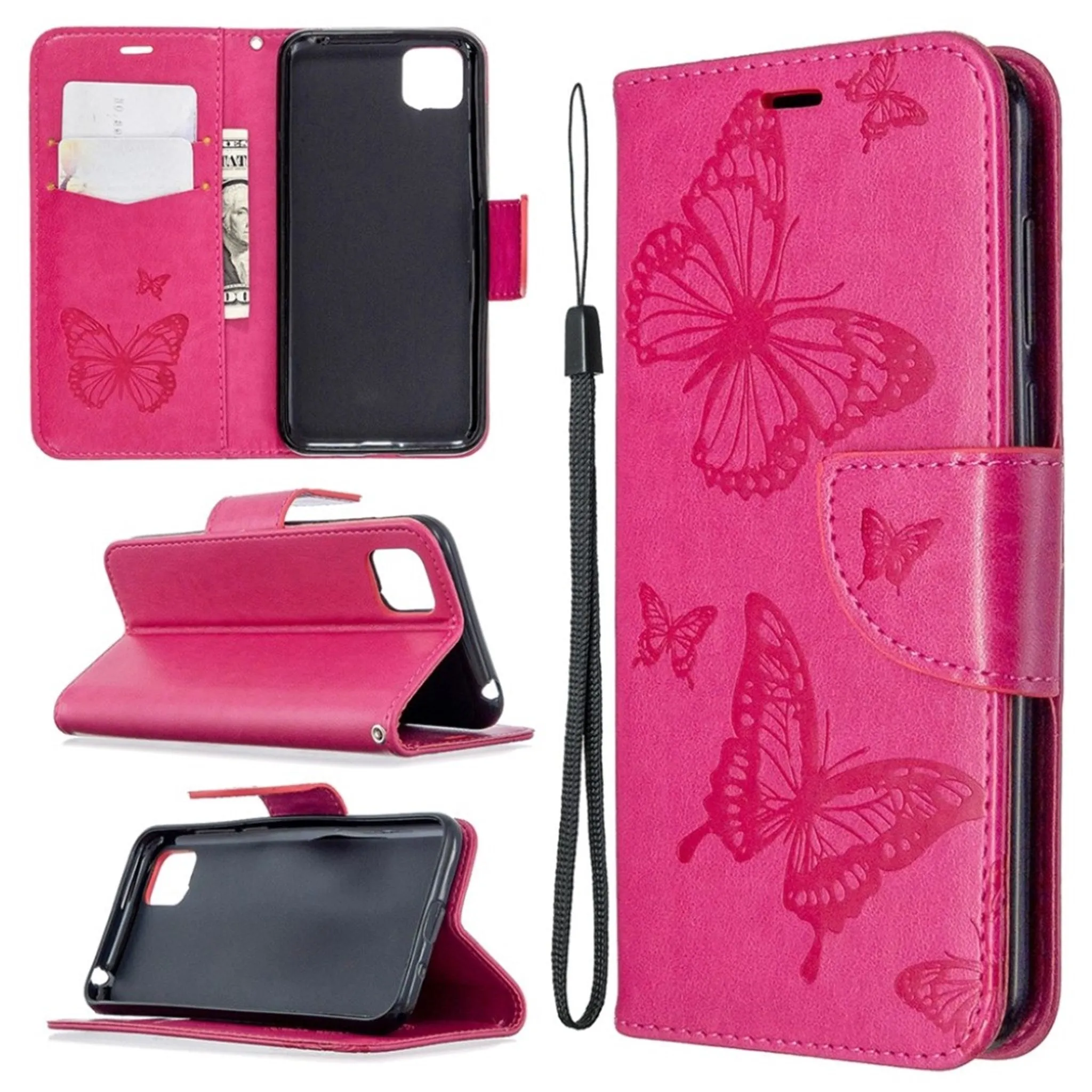 Butterfly Huawei Y5p / Honor 9S flip case - Rose