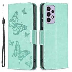 Butterfly Samsung Galaxy A73 flip case - Green