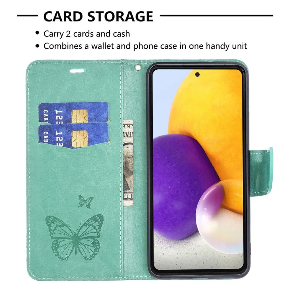 Butterfly Samsung Galaxy A73 flip case - Green