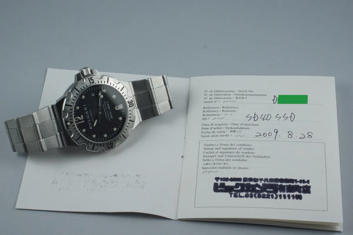 Bvlgari Scuba Diagono Professional SD40S with Papers