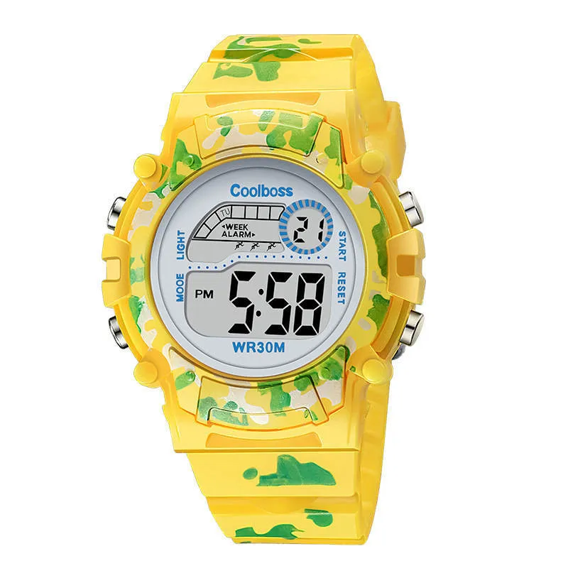 Camouflage Watches Children Watch Led Digital Wristwatch Kids Boys Girs Students Clock Waterproof Sport Gift Relojes Army Green