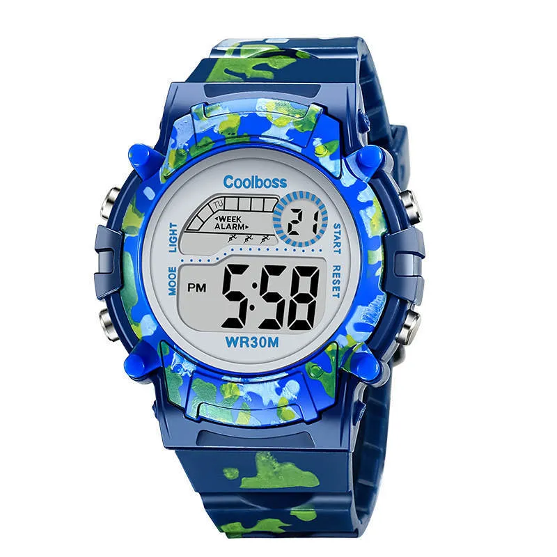 Camouflage Watches Children Watch Led Digital Wristwatch Kids Boys Girs Students Clock Waterproof Sport Gift Relojes Army Green