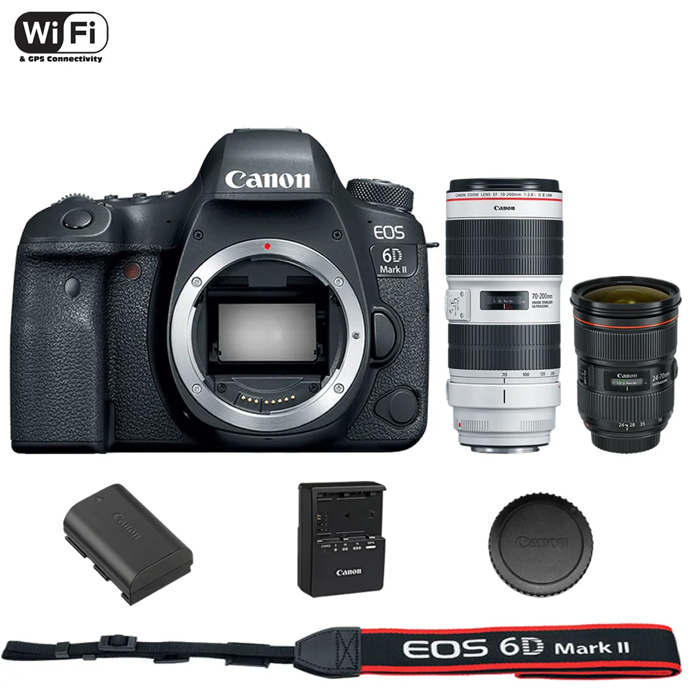 Canon EOS 6D Mark II DSLR Camera Body with 24-70mm f/2.8L II   70-200mm 2.8L IS III Lens