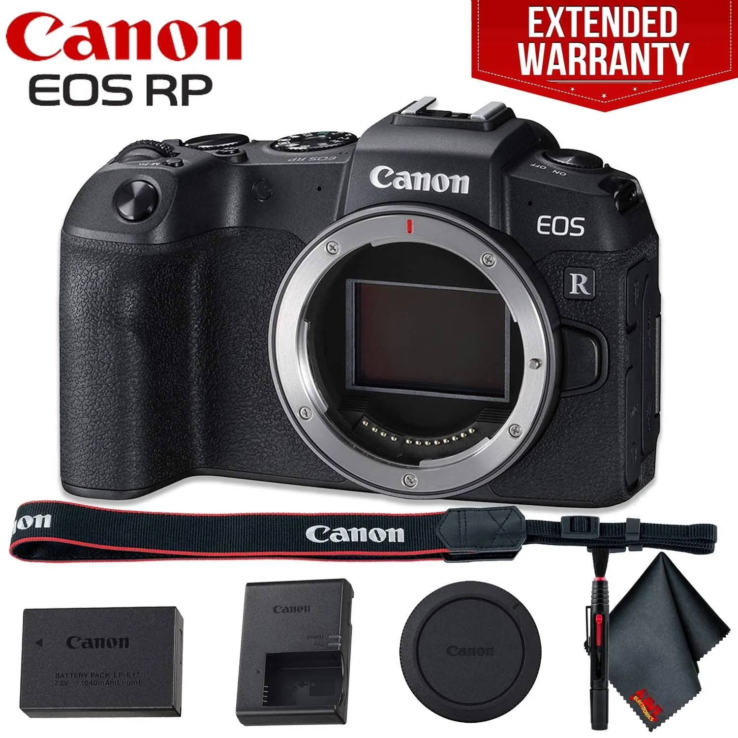 Canon EOS RP Mirrorless Digital Camera (Body Only) - Includes - Cleaning Kit and 1-Year Extended Warranty Bundle