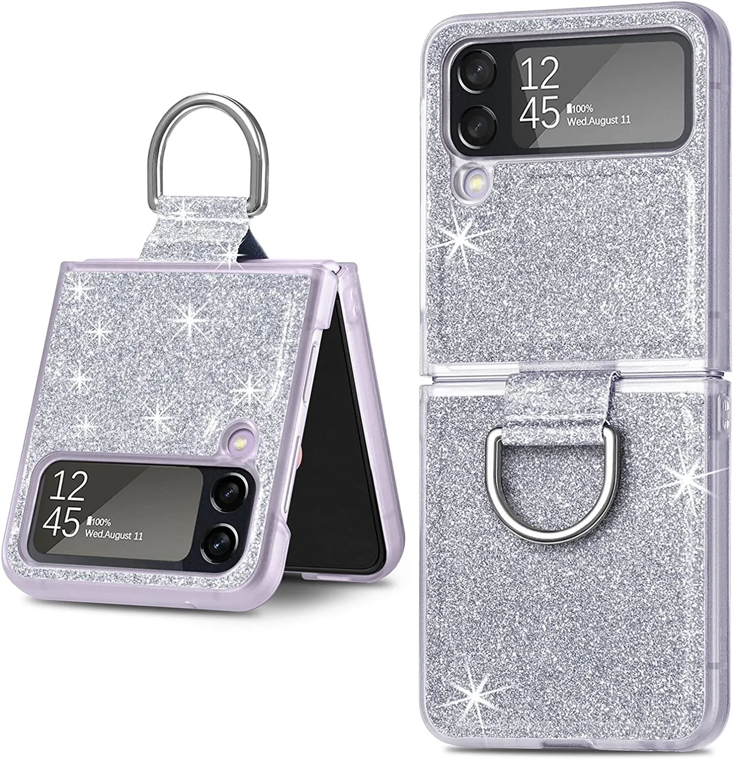 Case Ring Samsung Galaxy Z Flip 4 Luxury Glitter Shiny PU Leather Gold