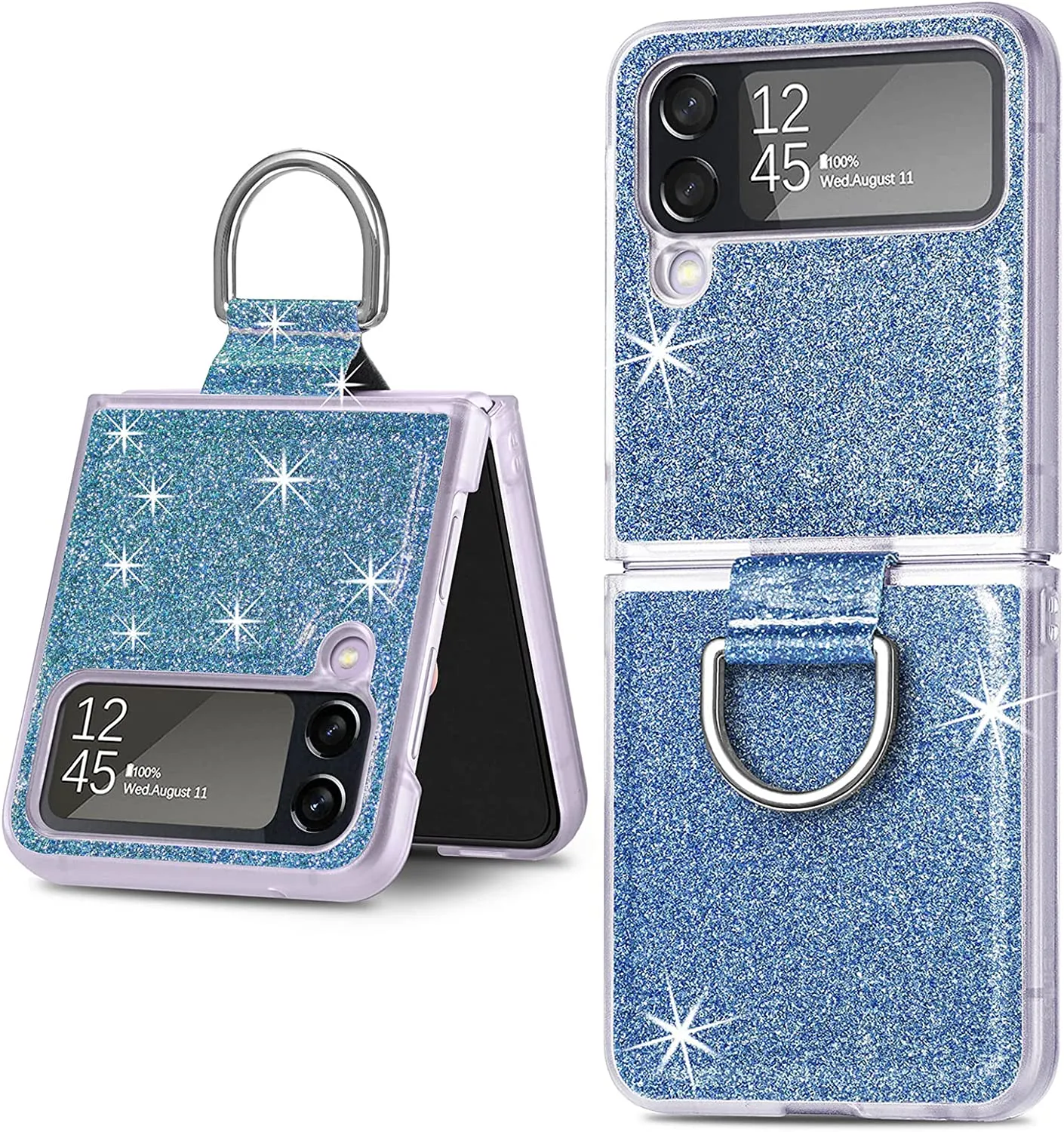 Case Ring Samsung Galaxy Z Flip 4 Luxury Glitter Shiny PU Leather Gold