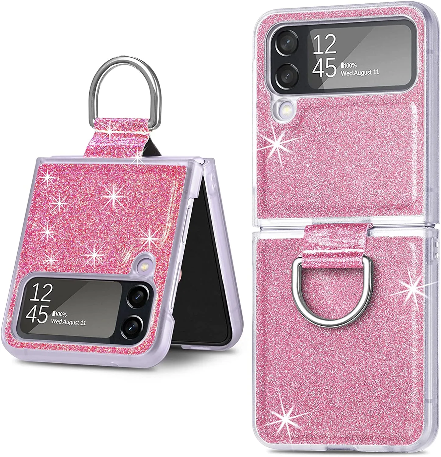 Case Ring Samsung Galaxy Z Flip 4 Luxury Glitter Shiny PU Leather Gold