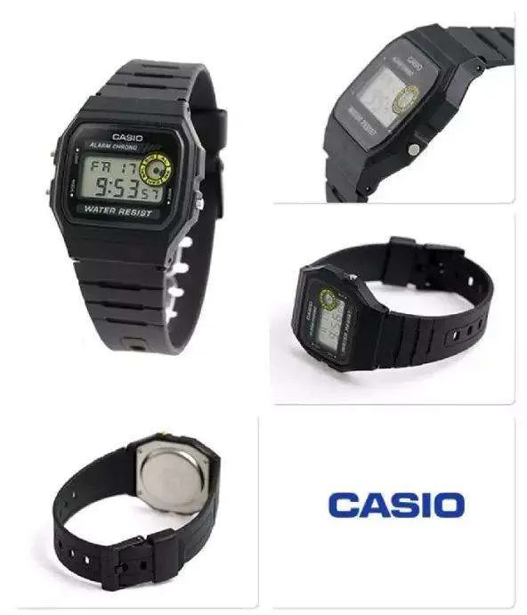 Casio F-94WA-8DG Black Resin Watch for Men and Women