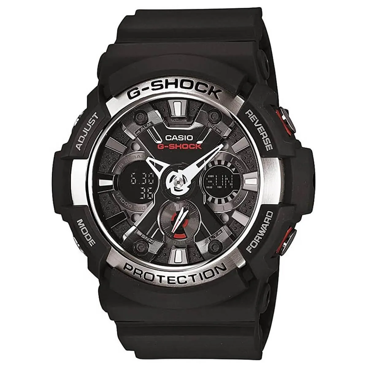 Casio Men's G-Shock Ana-Digi World Timer Black Resin Alarm Dive Watch | GA200-1A