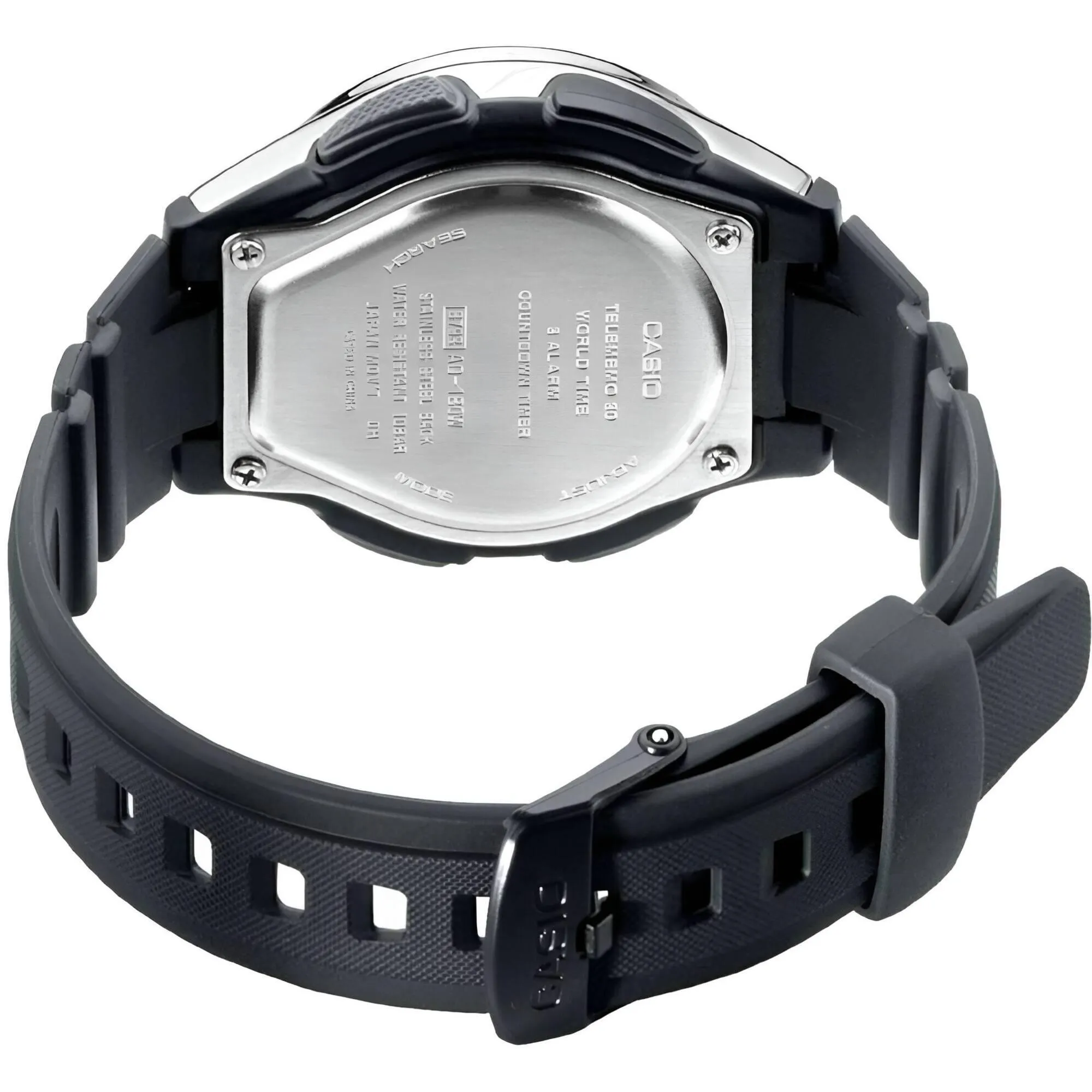 Casio Men's Watch - Databank World Time Black Resin Strap Analog Digital | AQ-180W-1B