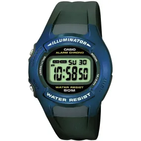 Casio Men's Watch - Quartz Alarm Digital Dial Blue Resin Case Black Strap | W-43H-1A