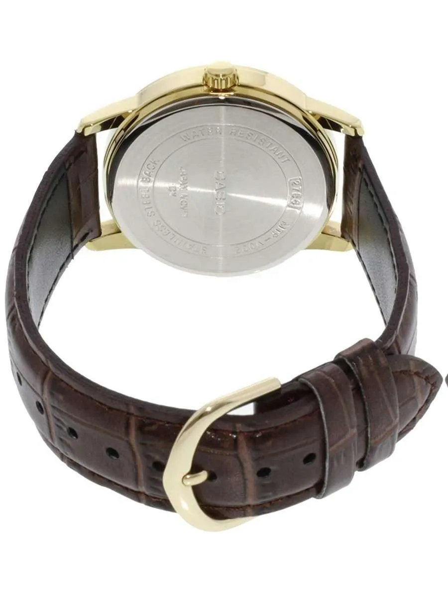 Casio MTP-V002GL-1B Brown Leather Watch for Men