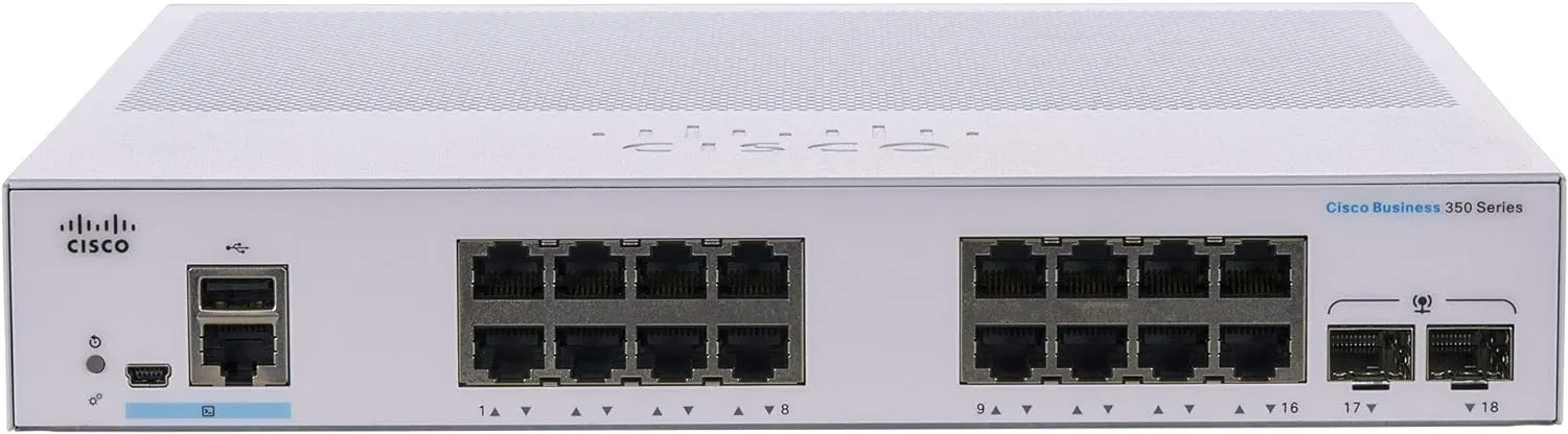 Cisco Business CBS350 16-Port Gigabit   2-Port Gigabit SFP Uplink Managed 交換機 (CBS350-16T-2G-UK / NE-3516T2G) 有限終生保用