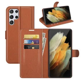 Classic Samsung Galaxy S22 Ultra flip case - Brown