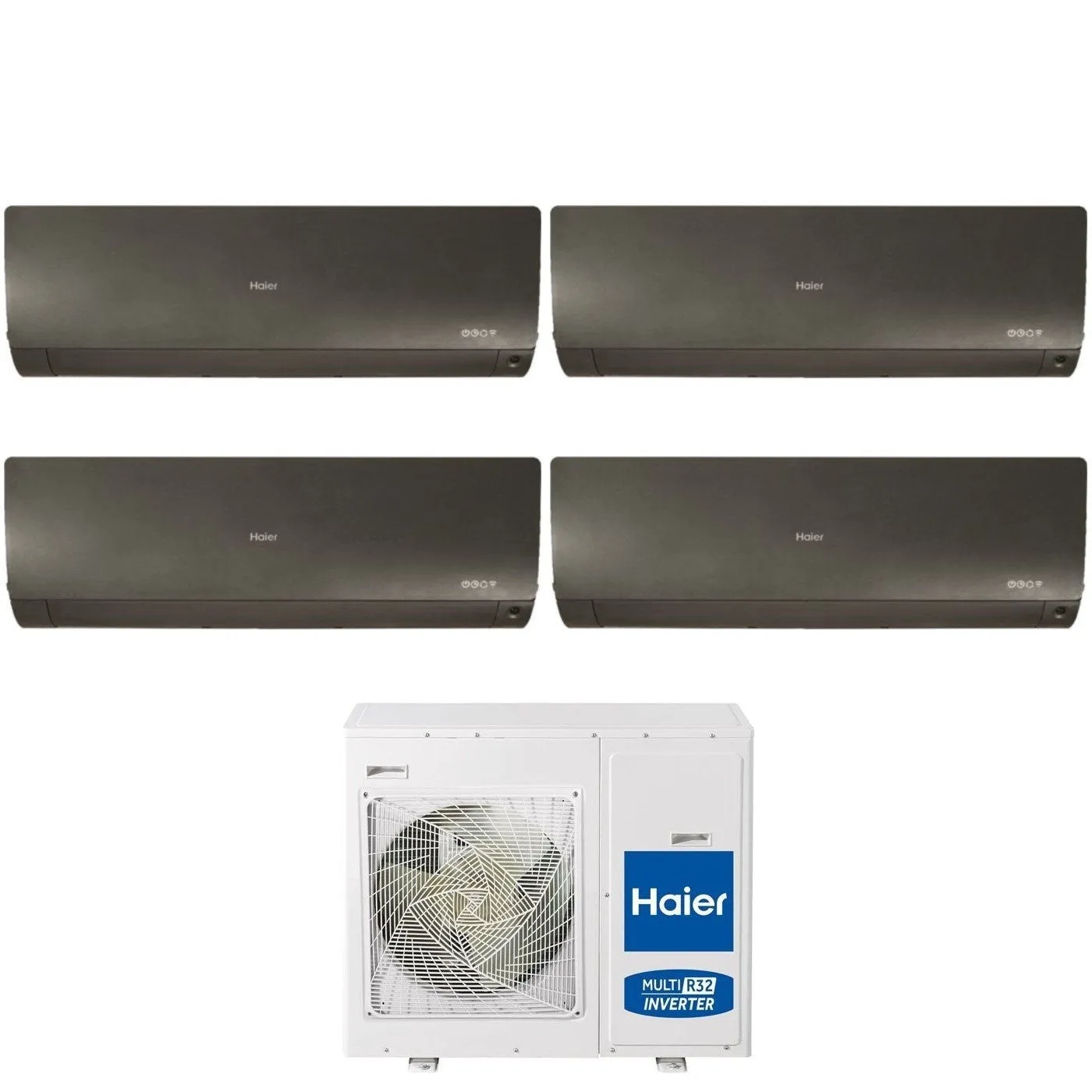 Climatizzatore Condizionatore Haier Quadri Split Inverter serie FLEXIS PLUS BLACK 7 7 12 15 con 4U85S2SR3FA R-32 Wi-Fi Integrato Colore Nero 7000 7000 12000 15000