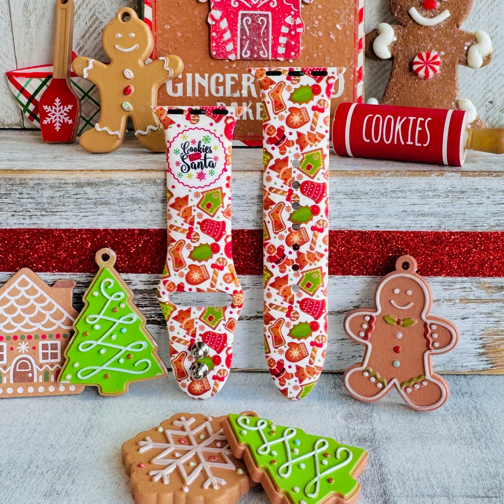 Cookies For Santa Print Silicone Band For Apple Watch