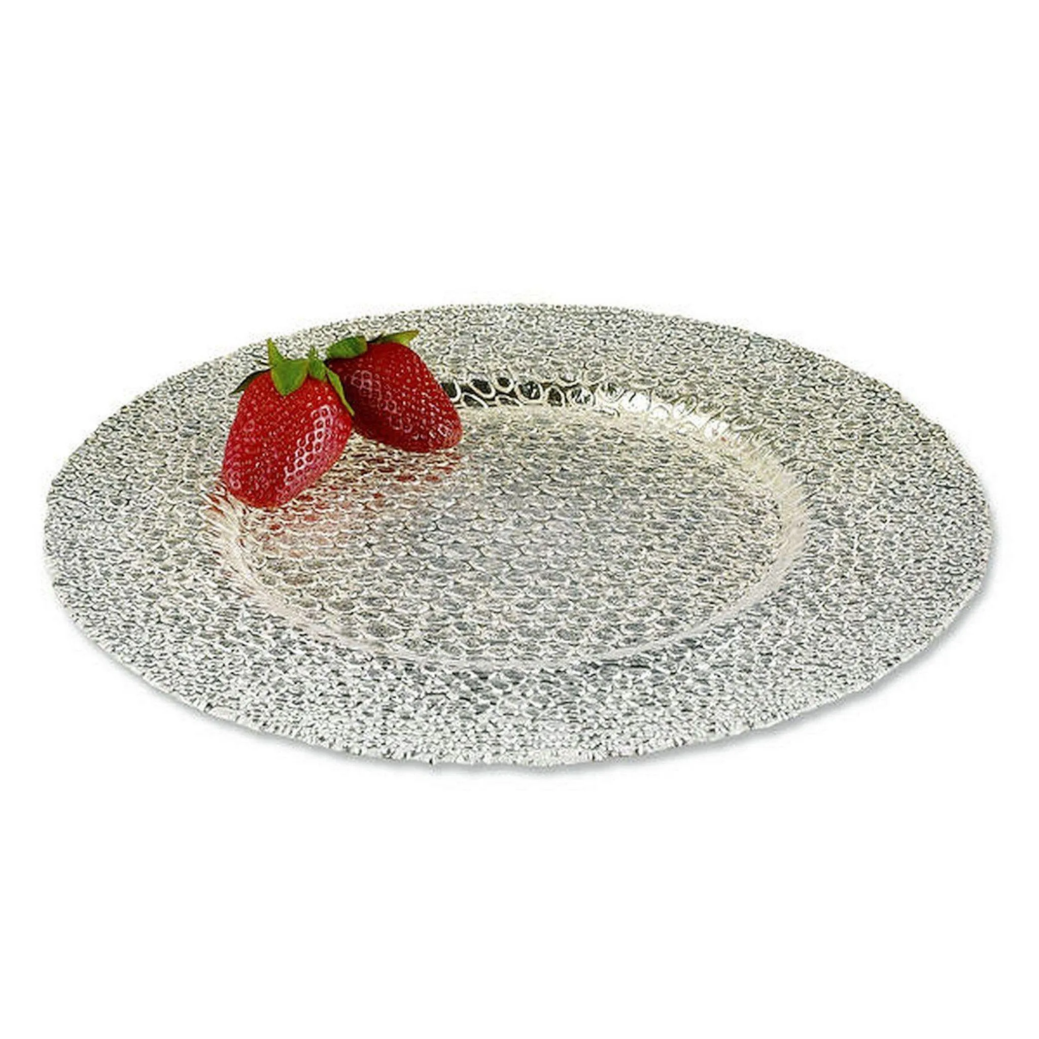 Crystal Silver Leaf Charger Plate | Snakeskin Design