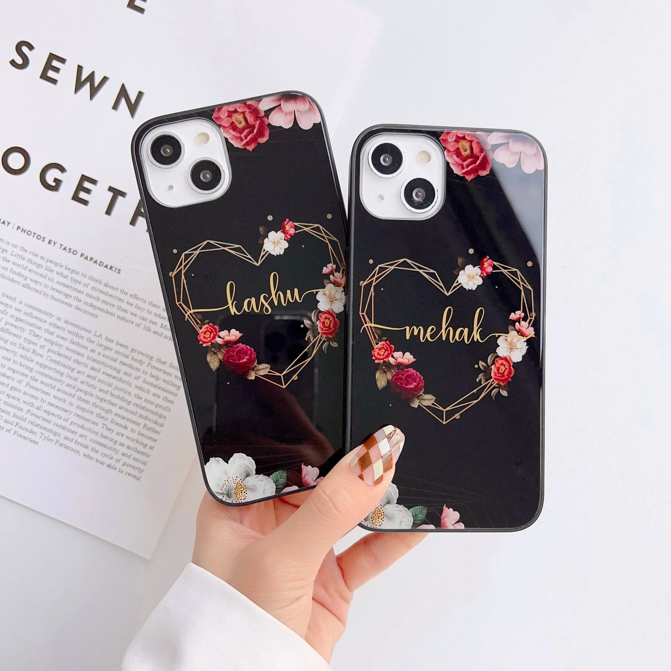 Customised Heart Design Glass Case