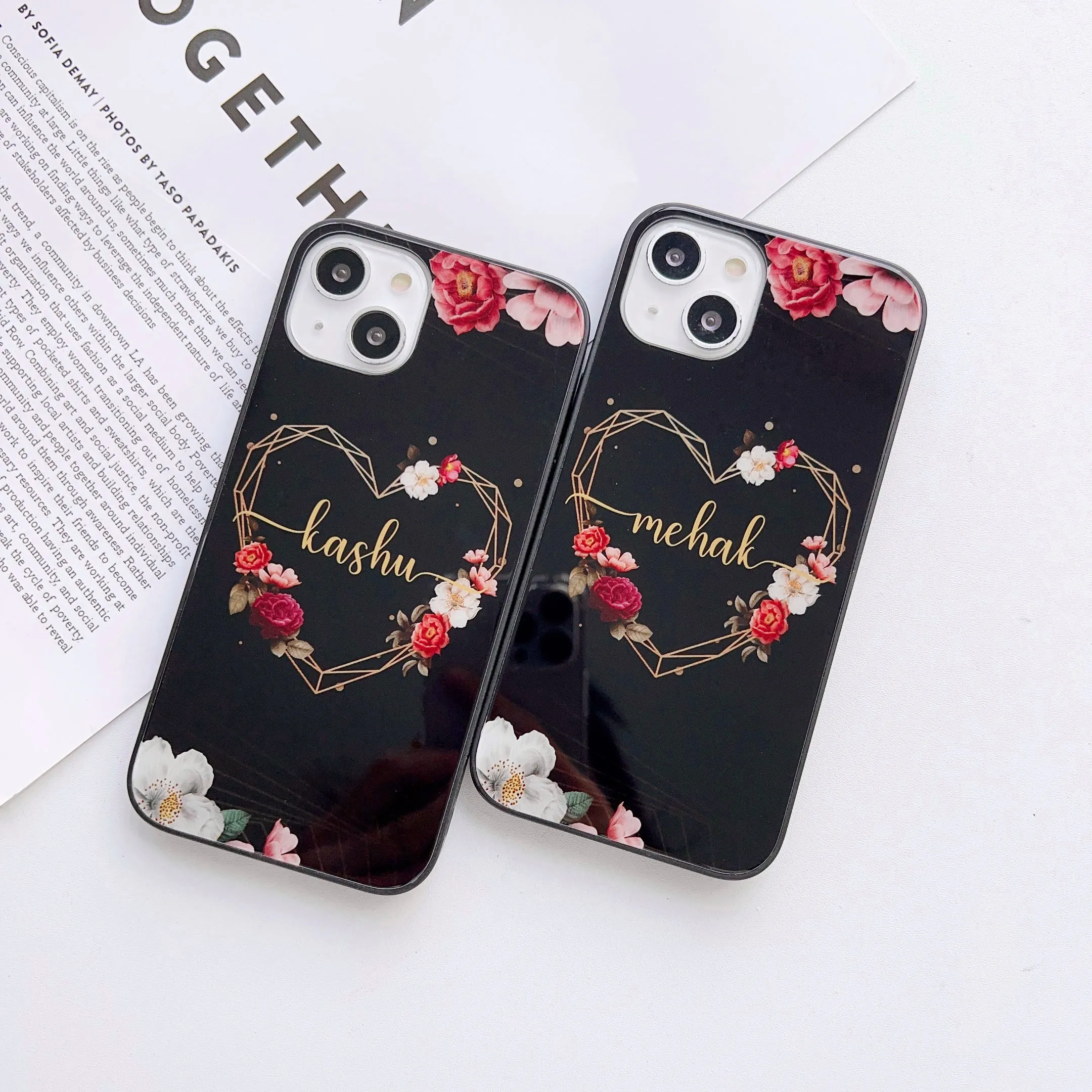 Customised Heart Design Glass Case