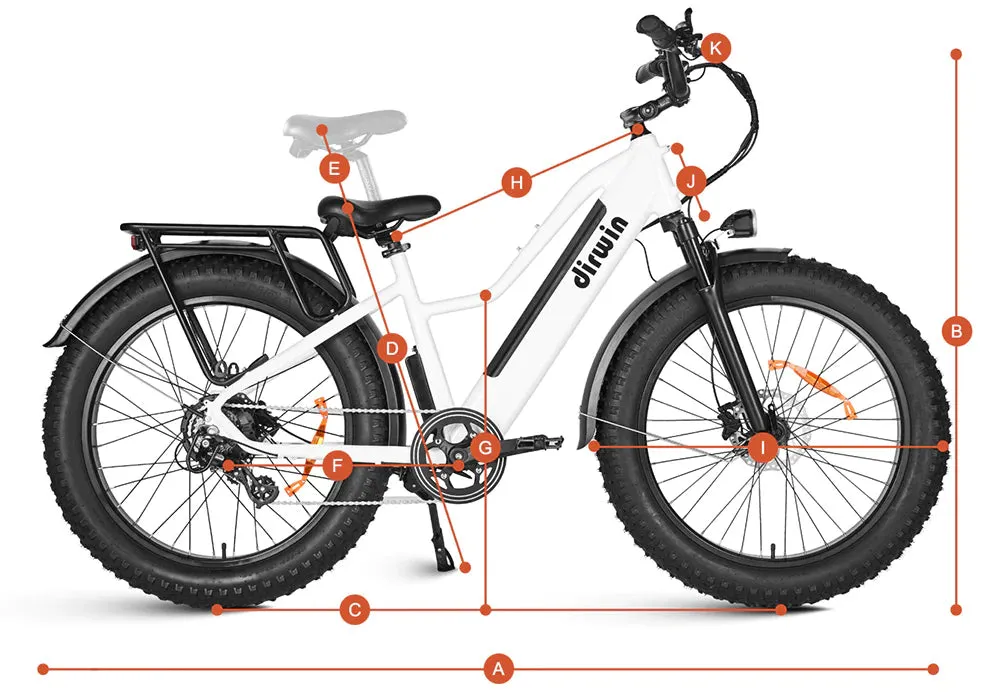 Dirwin 750W Pioneer Step-Thru Fat Tire Electric Bike