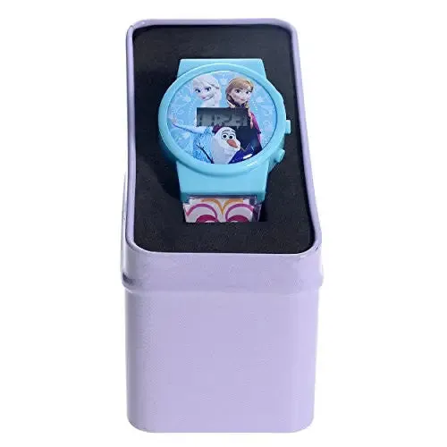 Disney Kids' Frozen Themed Digital Quartz White and Blue Plastic Watch FNFKD041