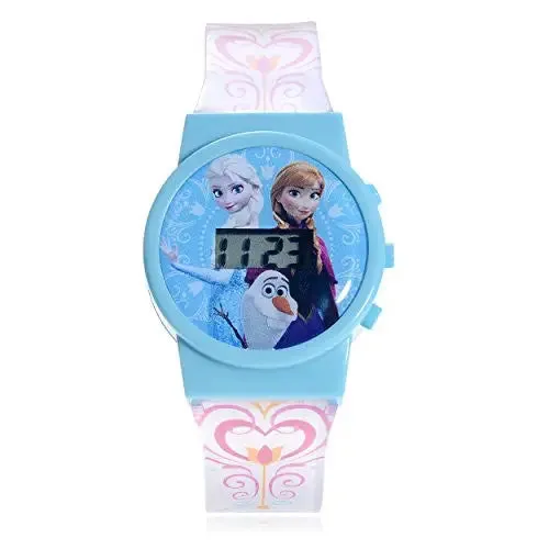 Disney Kids' Frozen Themed Digital Quartz White and Blue Plastic Watch FNFKD041