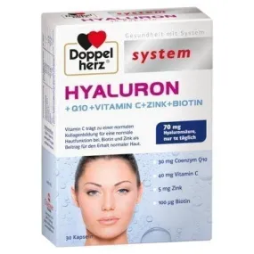 DOPPELHERZ SYSTEM HYALURON 30 capsules, hyaluronic acid   coenzyme Q10, vitamin C, biotin and zinc