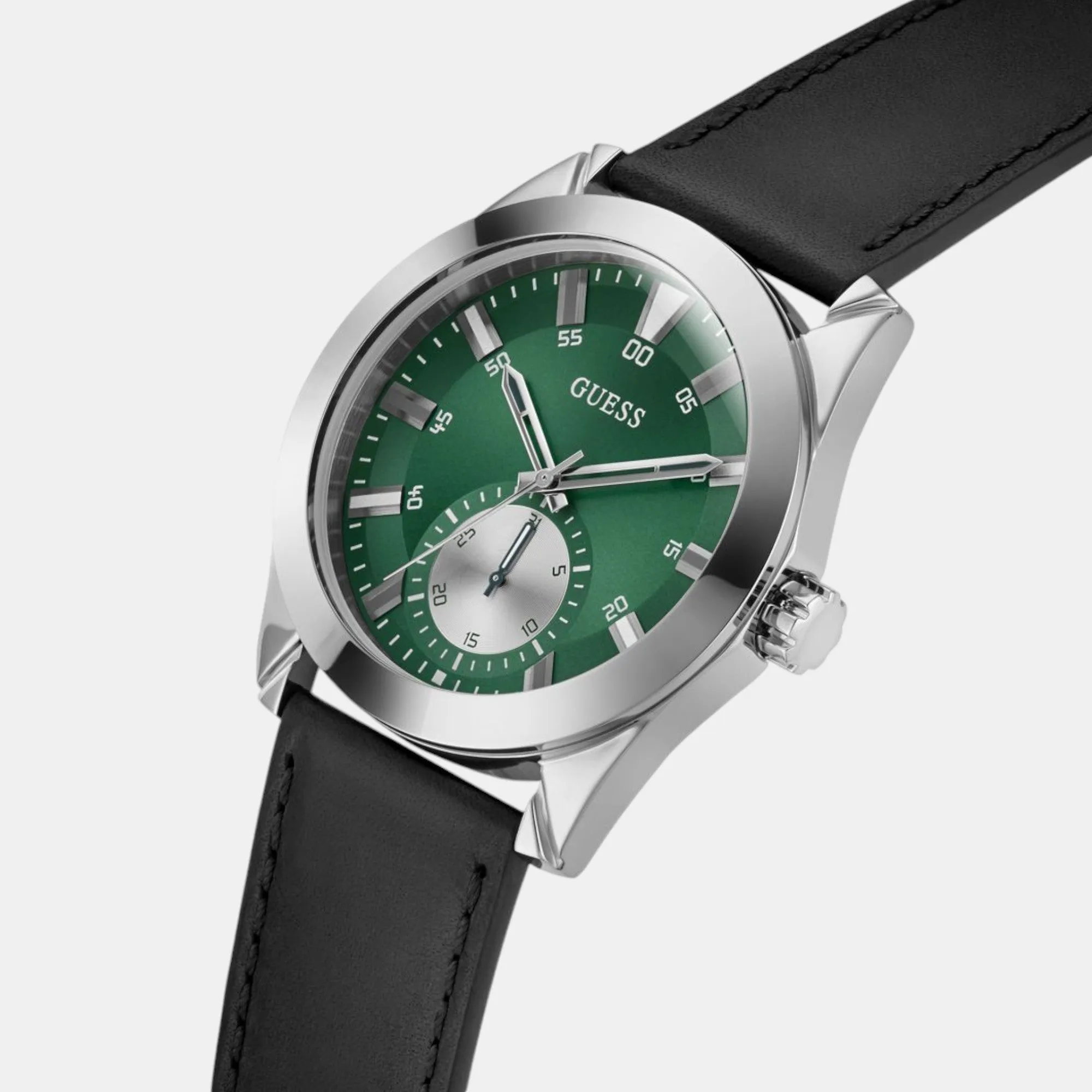 Dress Men Quartz Green Dial Analog Leather Watch GW0793G1