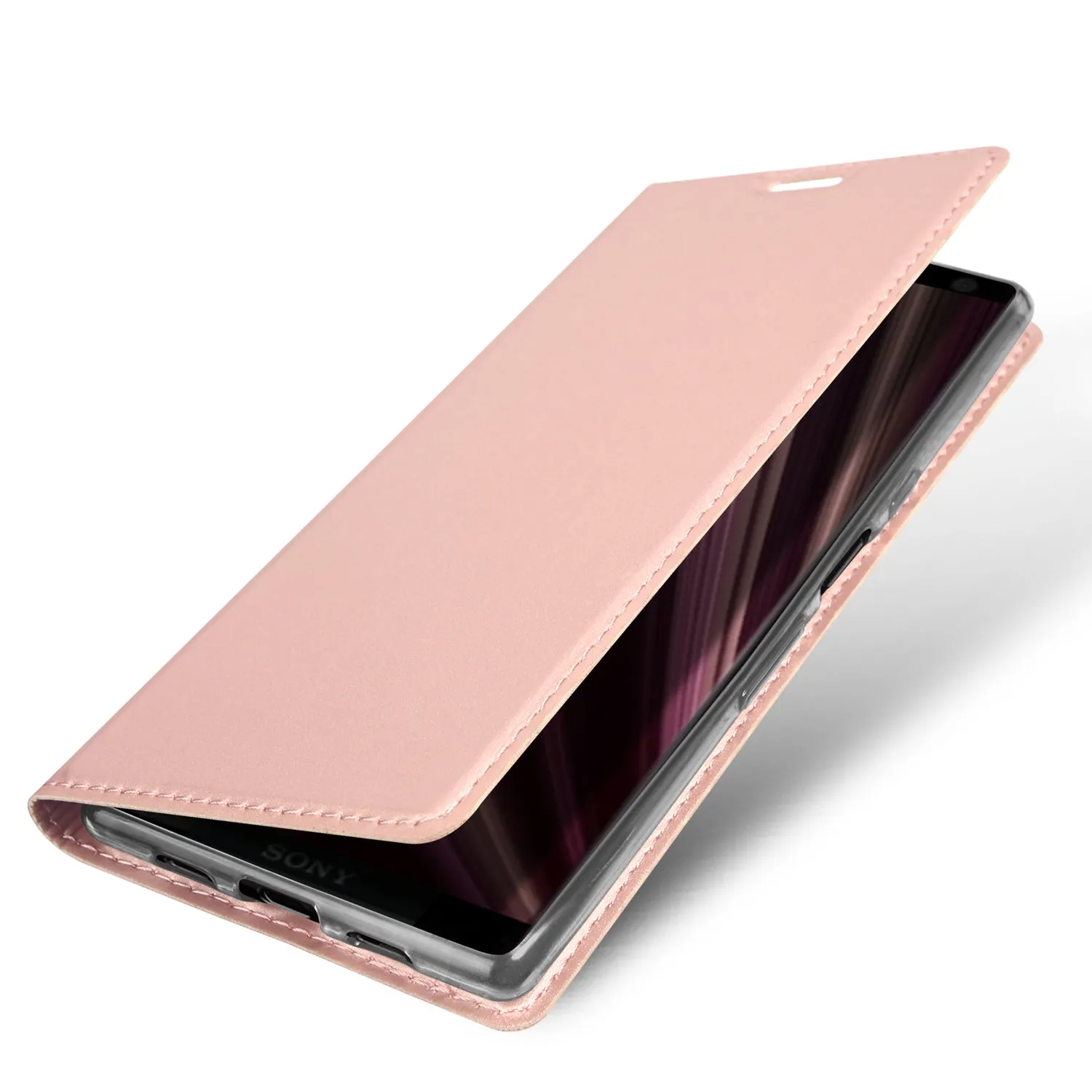 DUX DUCIS Skin Pro Faux Leather Wallet Flip Case for Sony Xperia 10 Plus - Rose Gold