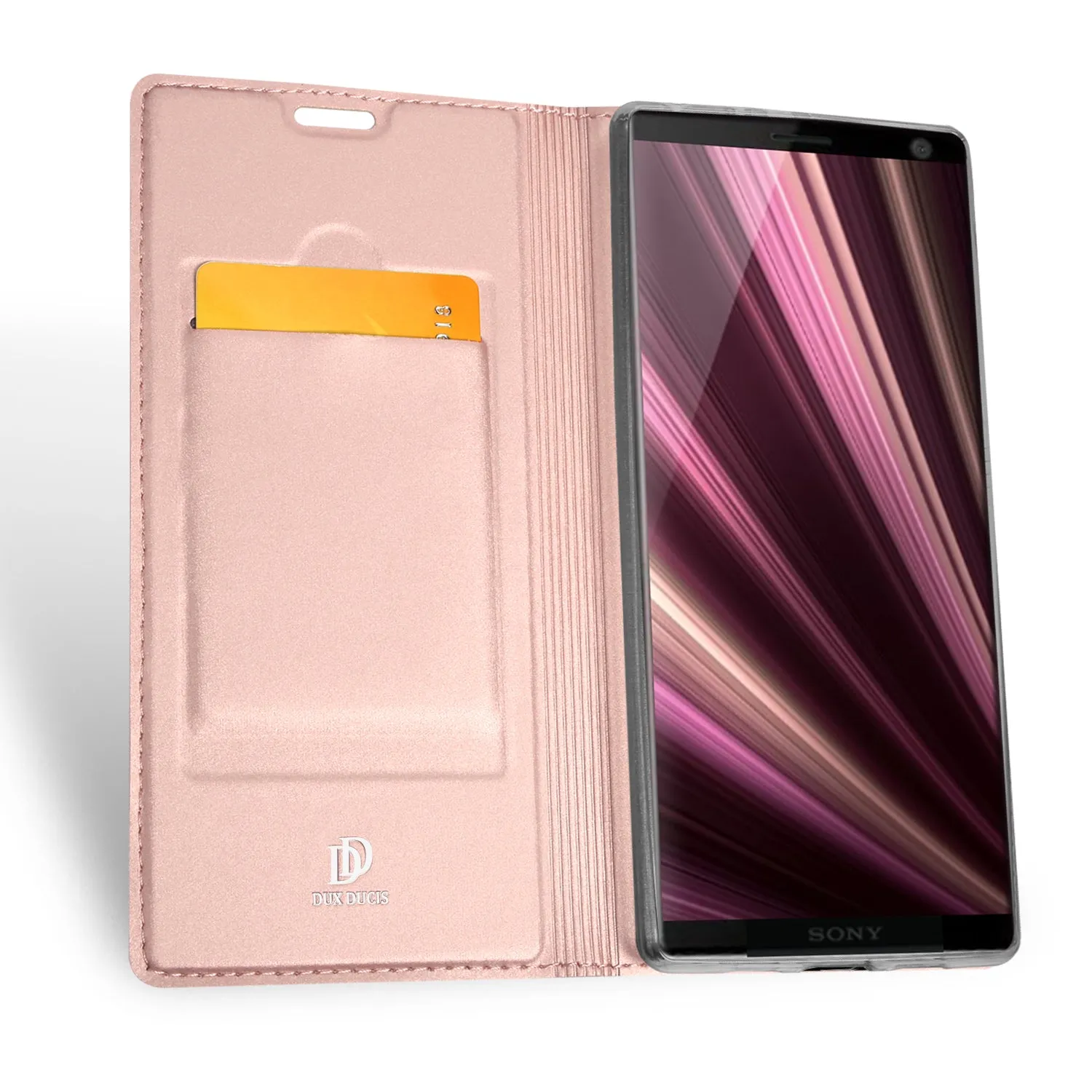 DUX DUCIS Skin Pro Faux Leather Wallet Flip Case for Sony Xperia 10 Plus - Rose Gold