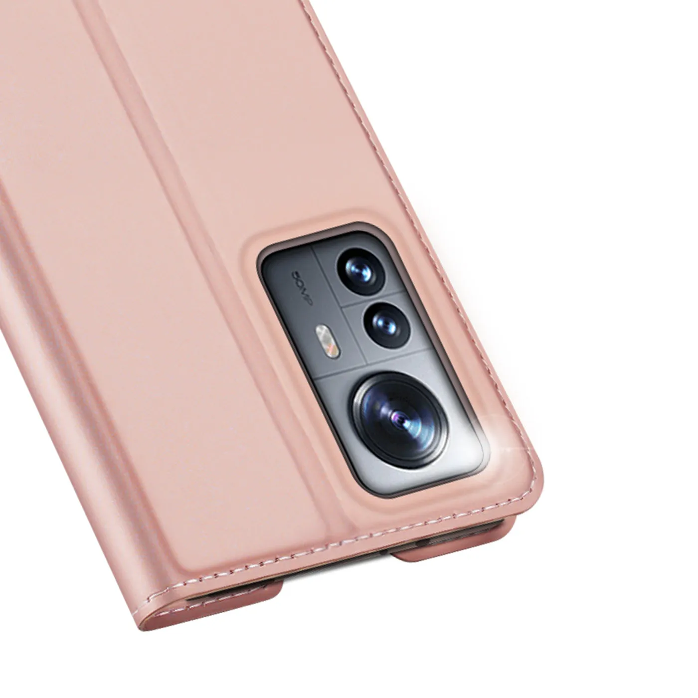 DUX DUCIS Skin Pro Faux Leather Wallet Flip Case for Xiaomi 12S Pro / 12 Pro - Rose Gold