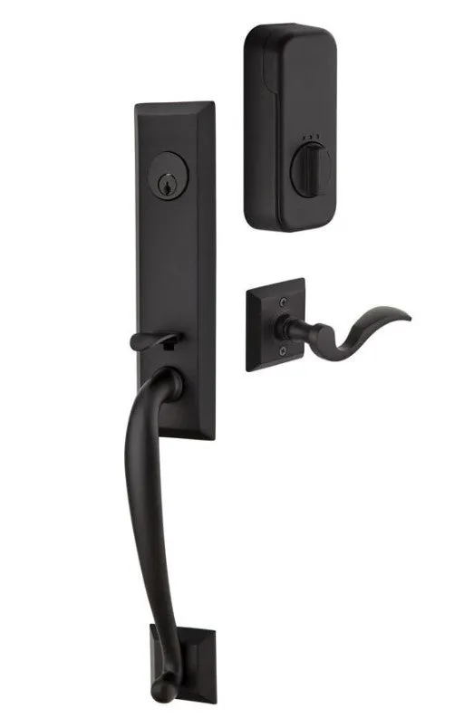 Emtek Single Cylinder Adams Handleset EMPowered Motorized Smart Lock Upgrade With Select T-Bar Tribeca Lever