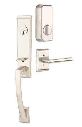 Emtek Single Cylinder Apollo Handleset EMPowered Motorized Smart Lock Upgrade With Select T-Bar Faceted Lever