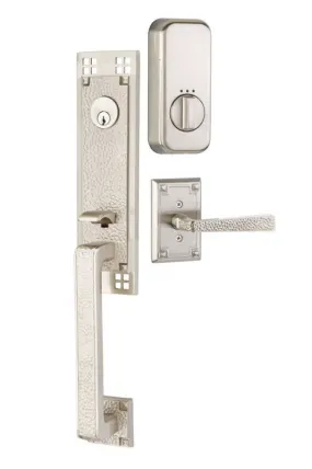 Emtek Single Cylinder Arts & Crafts Handleset EMPowered Motorized Smart Lock Upgrade With Freestone Lever