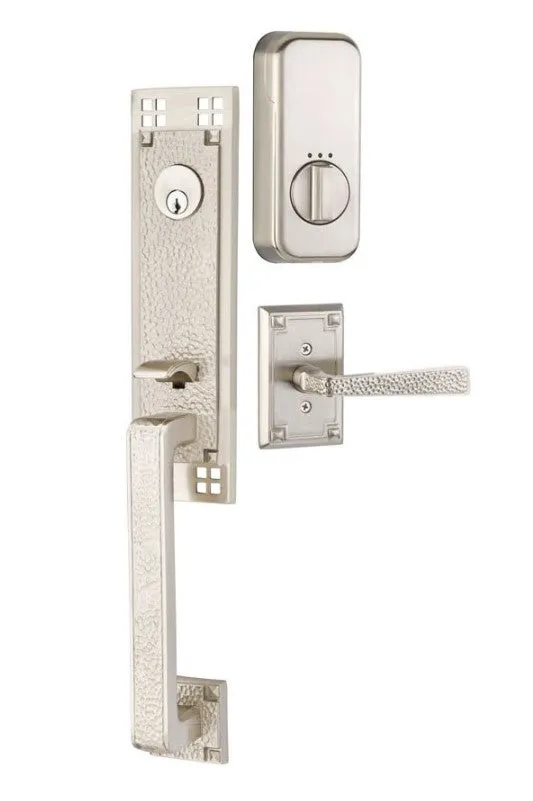 Emtek Single Cylinder Arts & Crafts Handleset EMPowered Motorized Smart Lock Upgrade With Select L-Square Faceted Lever