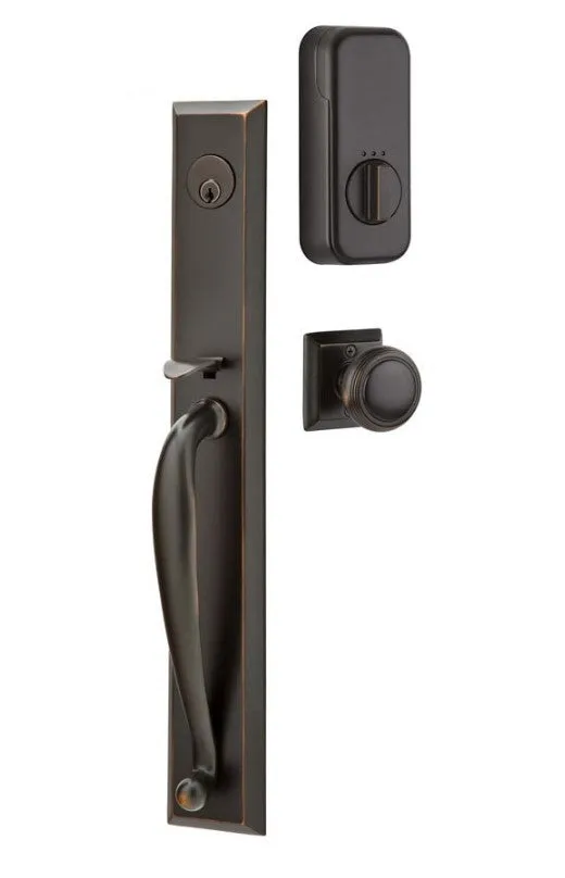 Emtek Single Cylinder Jefferson Handleset EMPowered Motorized Smart Lock Upgrade With Sion Lever