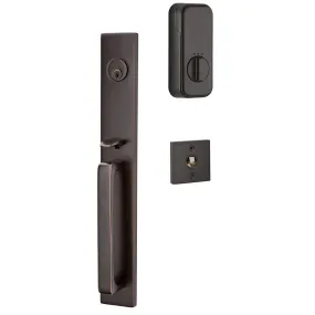 Emtek Single Cylinder Lausanne Handleset EMPowered Motorized Smart Lock Upgrade With Select Conical Knurled Knob