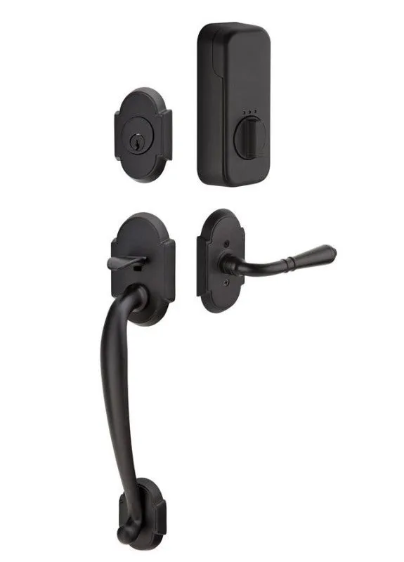 Emtek Single Cylinder Nashville Handleset EMPowered Motorized Smart Lock Upgrade With Waverly Knob