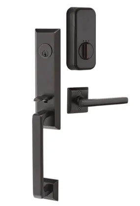 Emtek Single Cylinder Transitional Heritage Monolithic Handleset EMPowered Motorized Smart Lock Upgrade With Victoria Knob