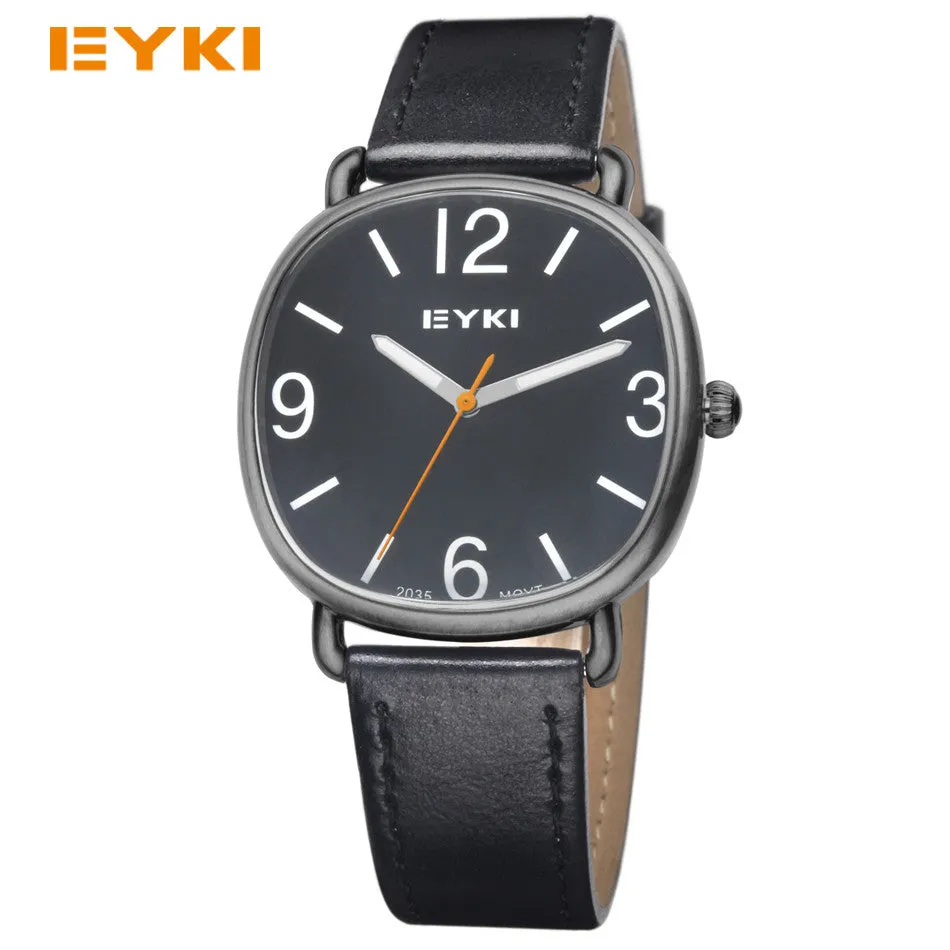 EYKI Men's Antique Watches Luxury Popular Brand Leather Strap Casual Quartz Wrist Watches