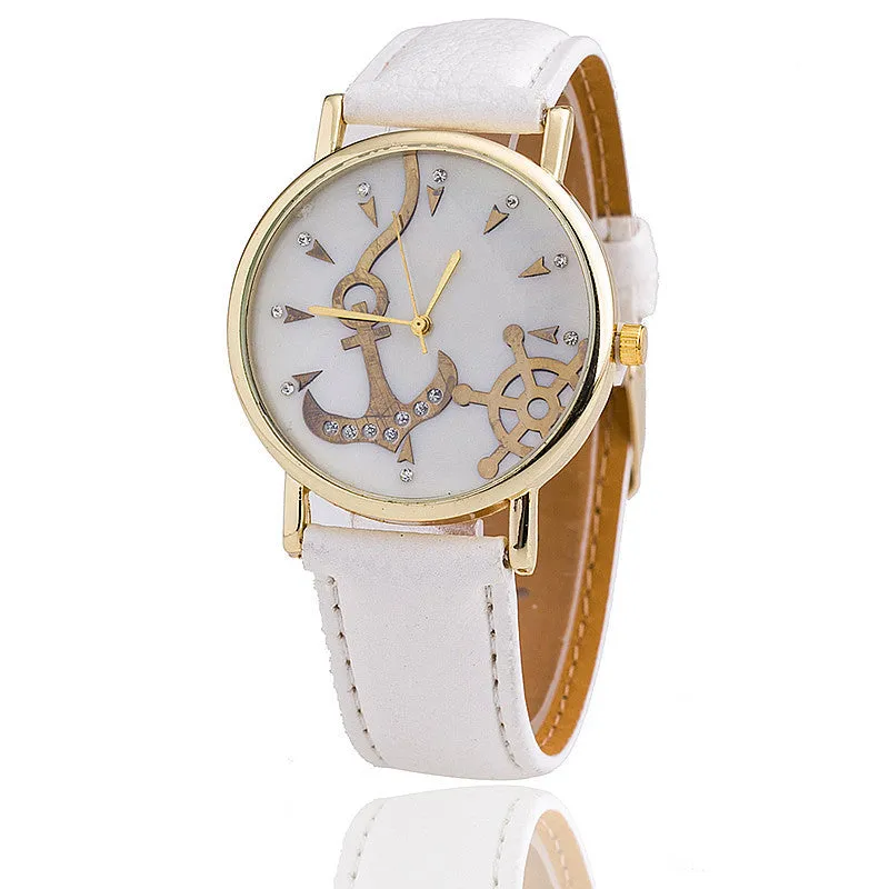 Fashion Anchor Watch Relogio Feminino Women Watch Leather Strap Watches Quartz Watch Gift