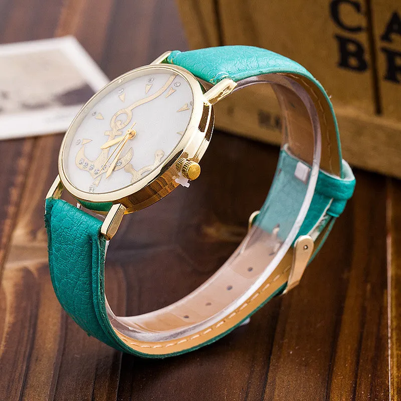 Fashion Anchor Watch Relogio Feminino Women Watch Leather Strap Watches Quartz Watch Gift