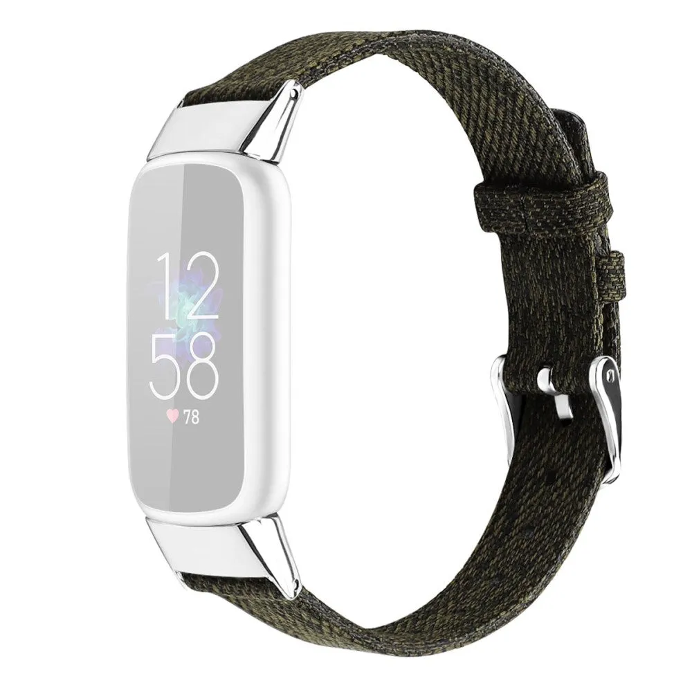 Fitbit Luxe canvas watch strap - Blackish Green / Size: S