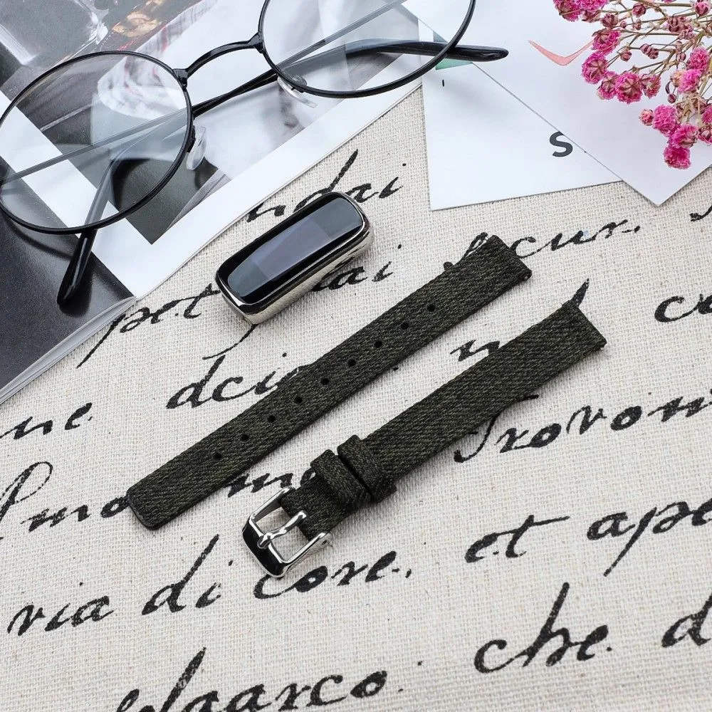 Fitbit Luxe canvas watch strap - Blackish Green / Size: S