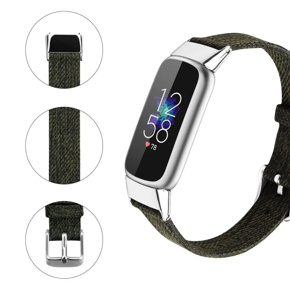 Fitbit Luxe canvas watch strap - Blackish Green / Size: S